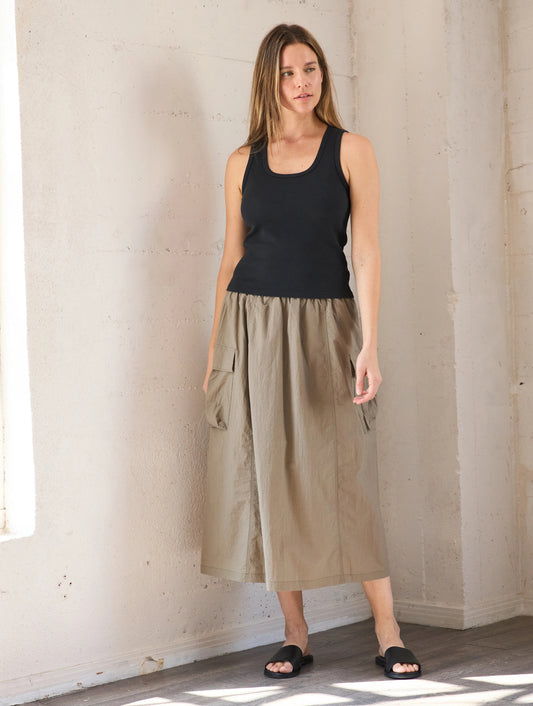 SS25 - It is Well L.A - Side Pocket Skirt in Taupe - front 1 