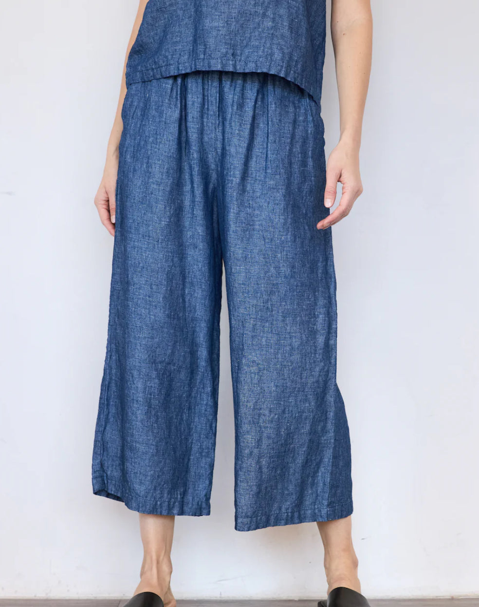 SS25 - It is Well L.A - Wide Linen Pants in Indigo - front 2