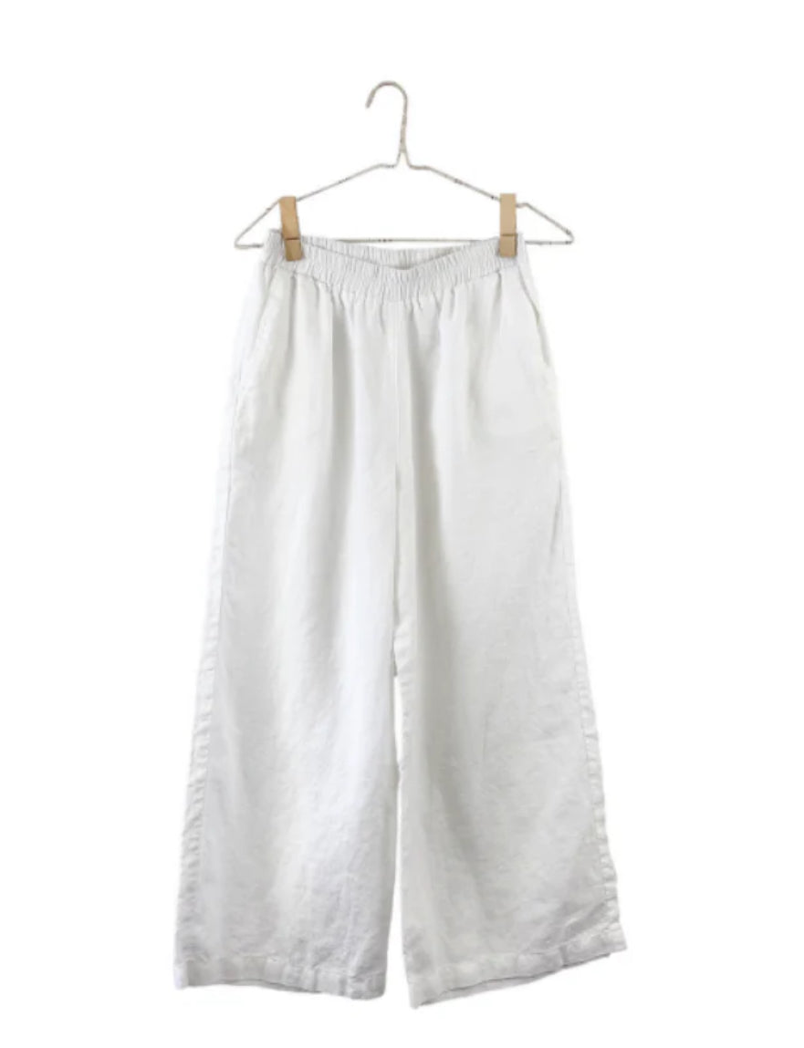 SS25 - It is Well L.A - Wide Linen Pants in Salt - front display 7