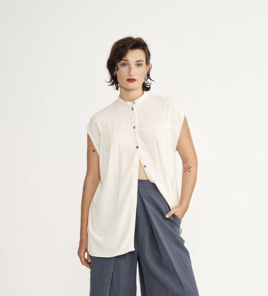 SS25 - Jennifer Glasgow - Neptune Top in Oatmeal - front 1 