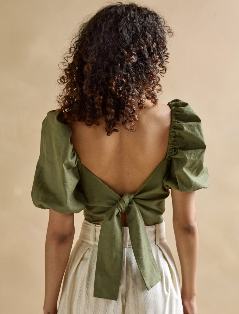 SS25  - Marigold - Aurore Top in Olive - back 2 