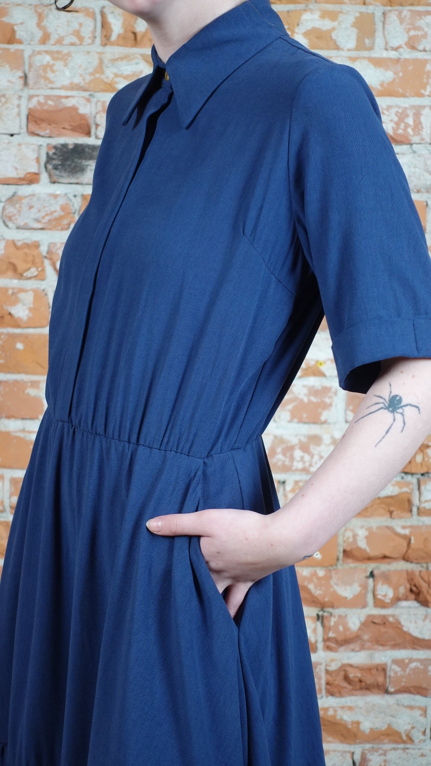 SS25 - Marigold - Sissi Dress in Ocean - side close-up 4