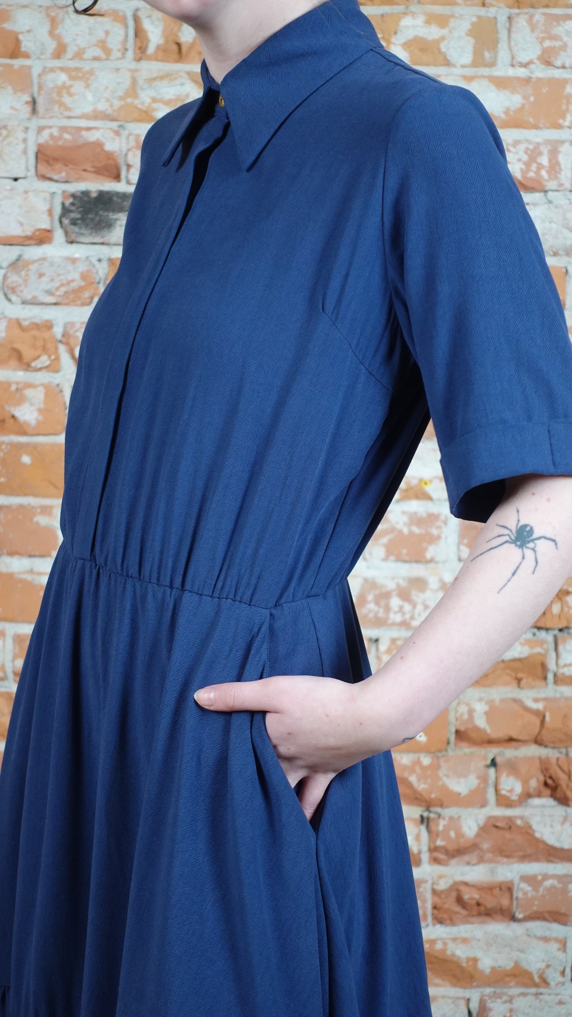 SS25 - Marigold - Sissi Dress in Ocean - side close-up 4