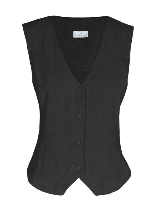 SS25 - Melow - Kayla Vest in Stonewashed Black - front 1