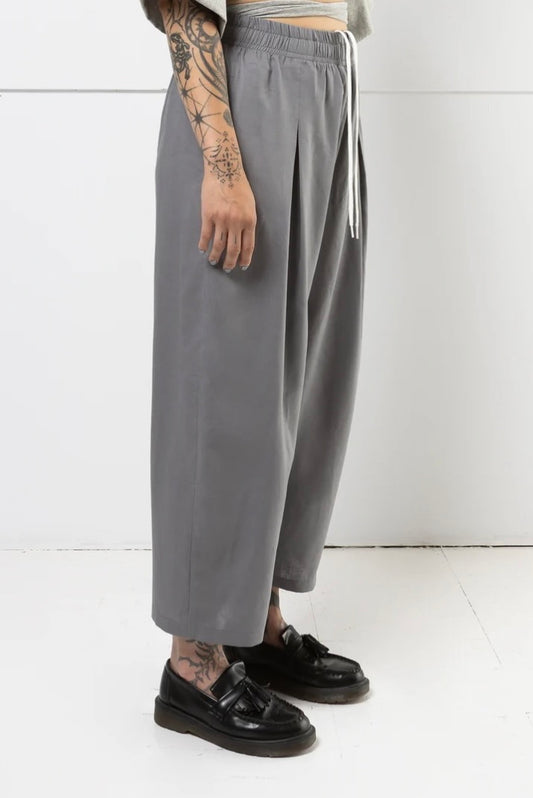 SS25 - Mercy House - Henry Pleated Pant in Light Charcoal - side 1