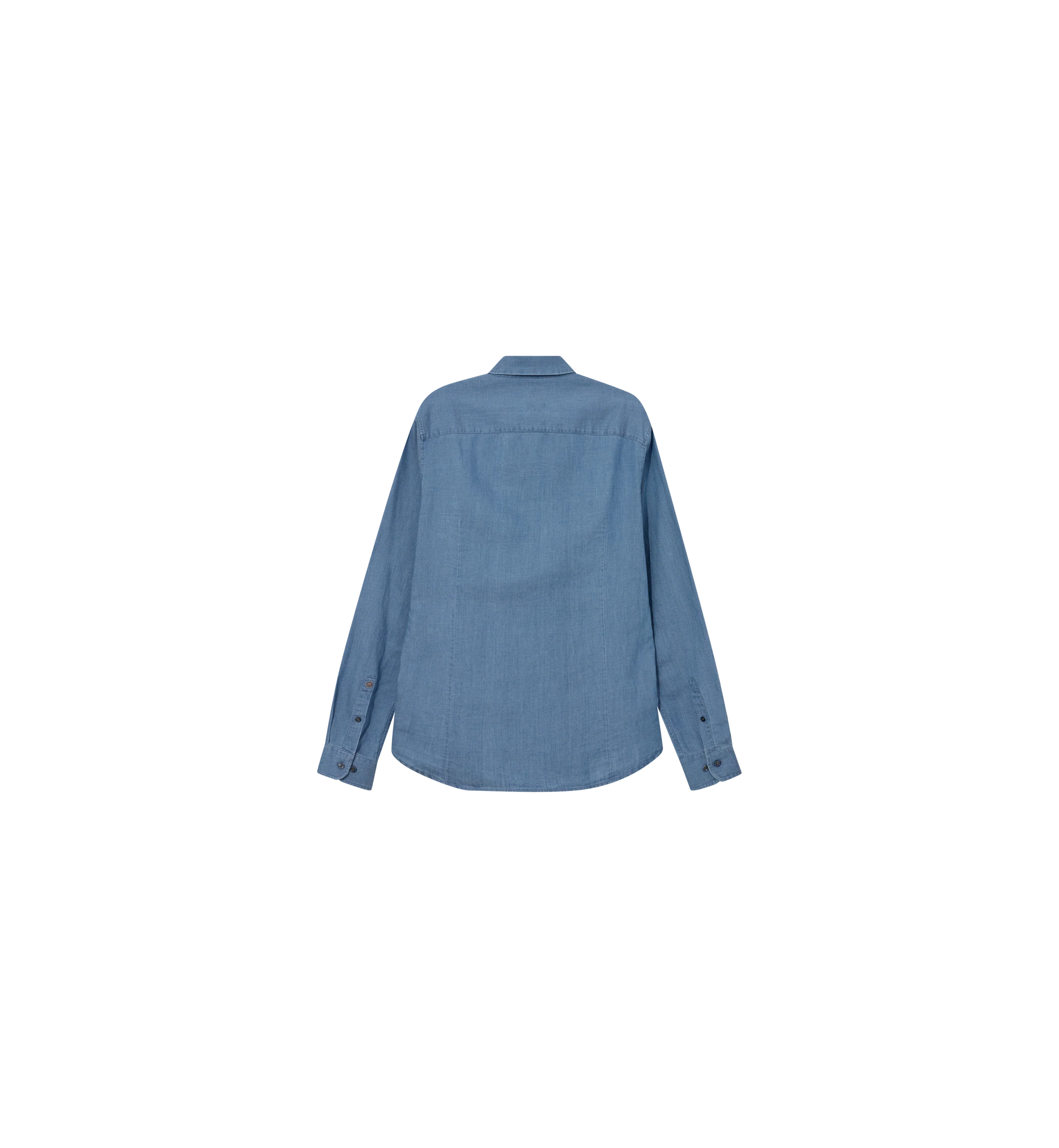 SS25 - Mos Mosh Gallery - Marco Chambray Shirt in Marine Blue - back display 4