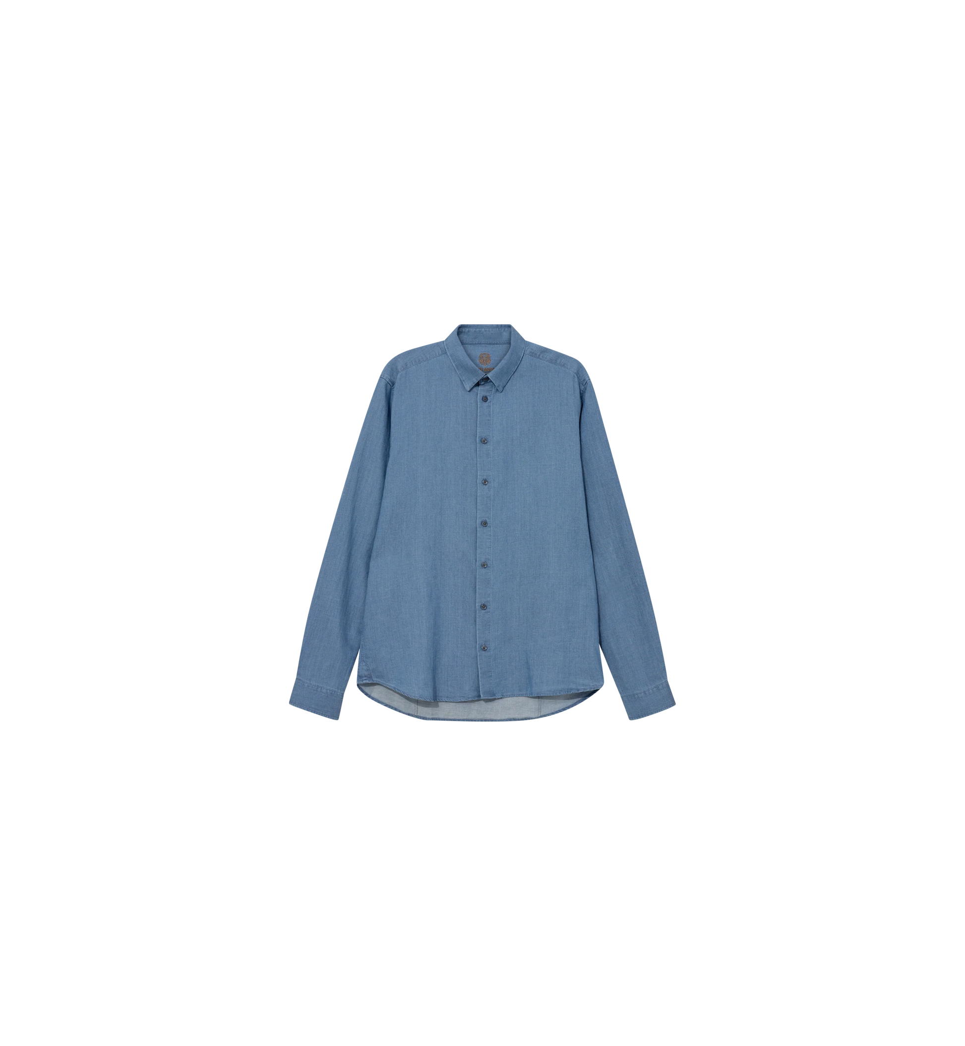 SS25 - Mos Mosh Gallery - Marco Chambray Shirt in Marine Blue - front diplay 3