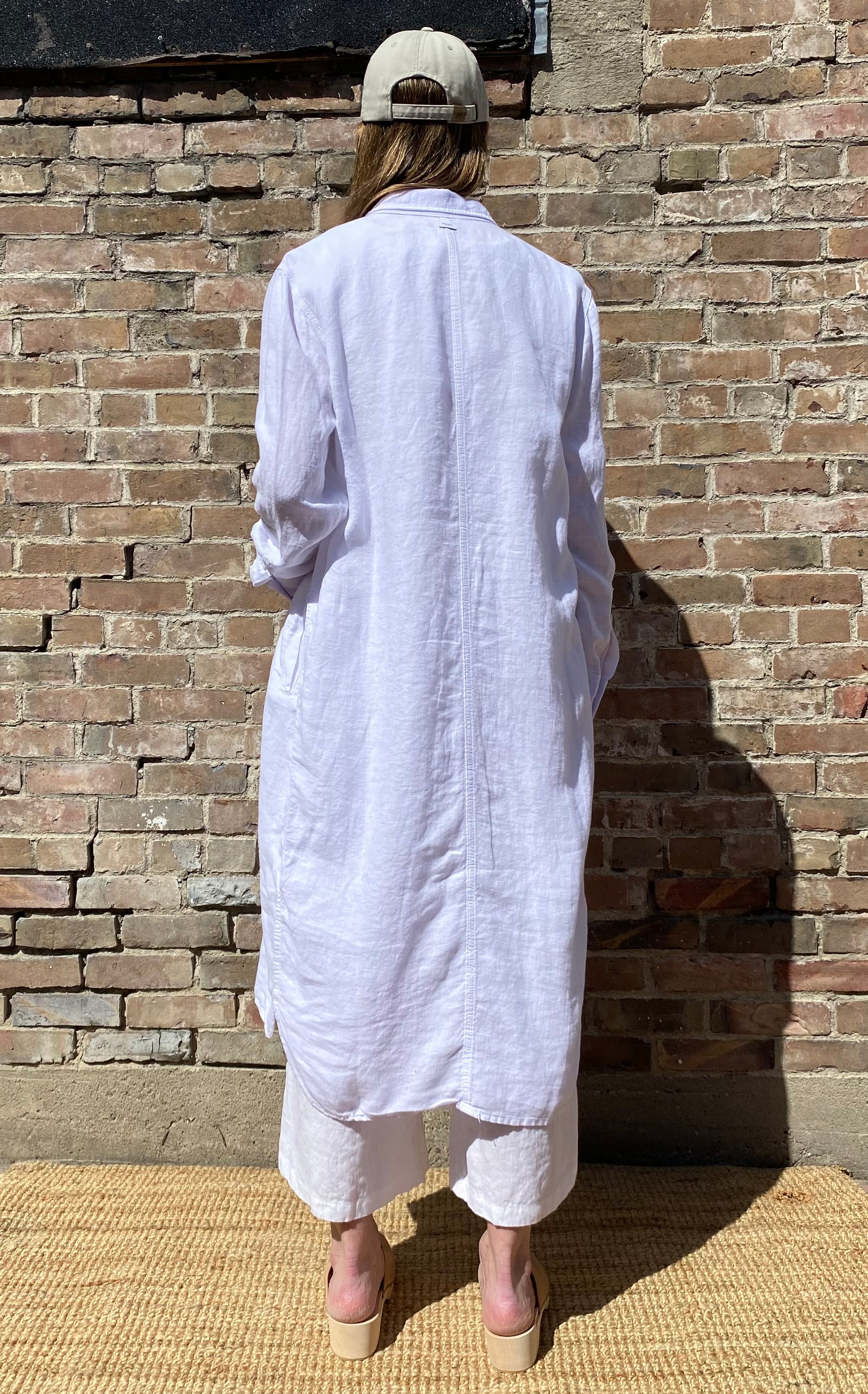 SS25 - Penn & Ink - Shirt Dress in White Linen - back 2 