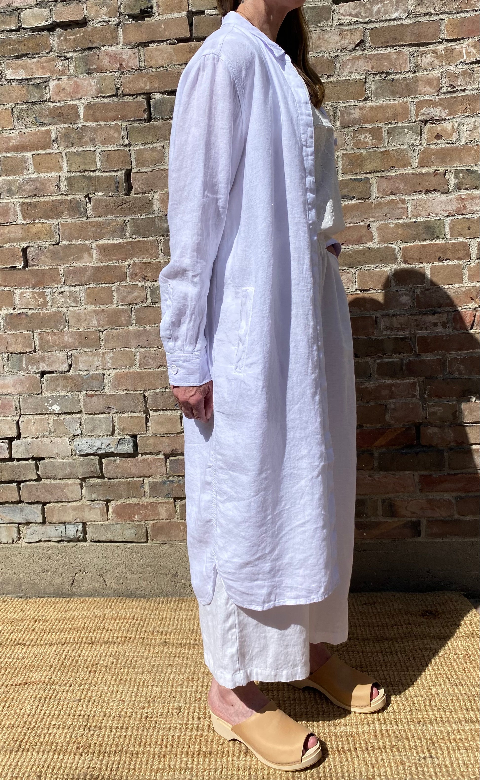 SS25 - Penn & Ink - Shirt Dress in White Linen - side 3