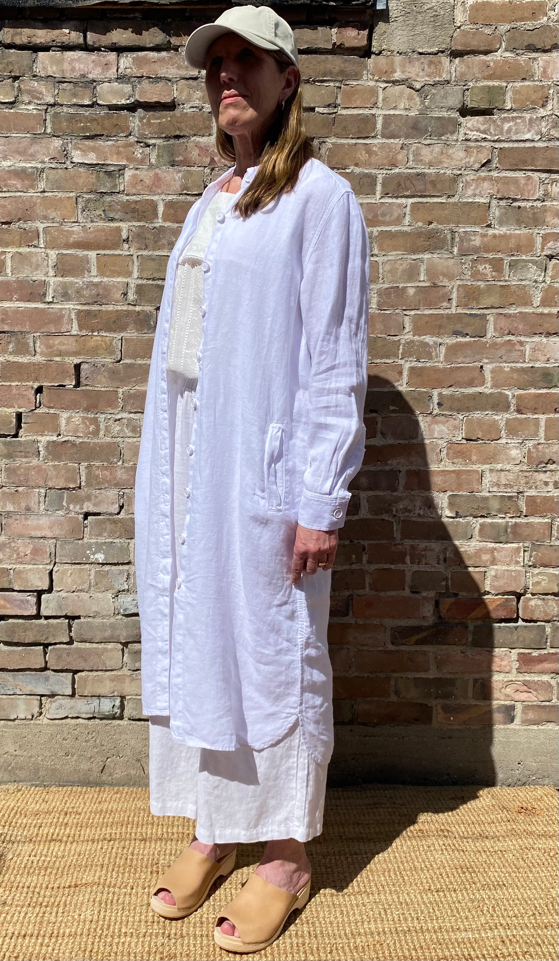 SS25 - Penn & Ink - Shirt Dress in White Linen - side front 5 