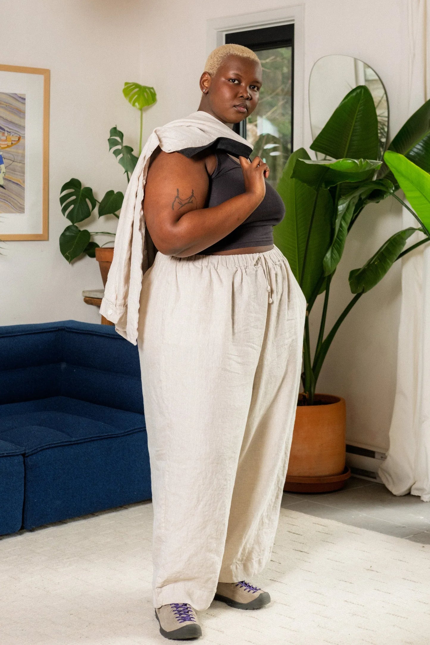 August Linen Pant in Oatmeal