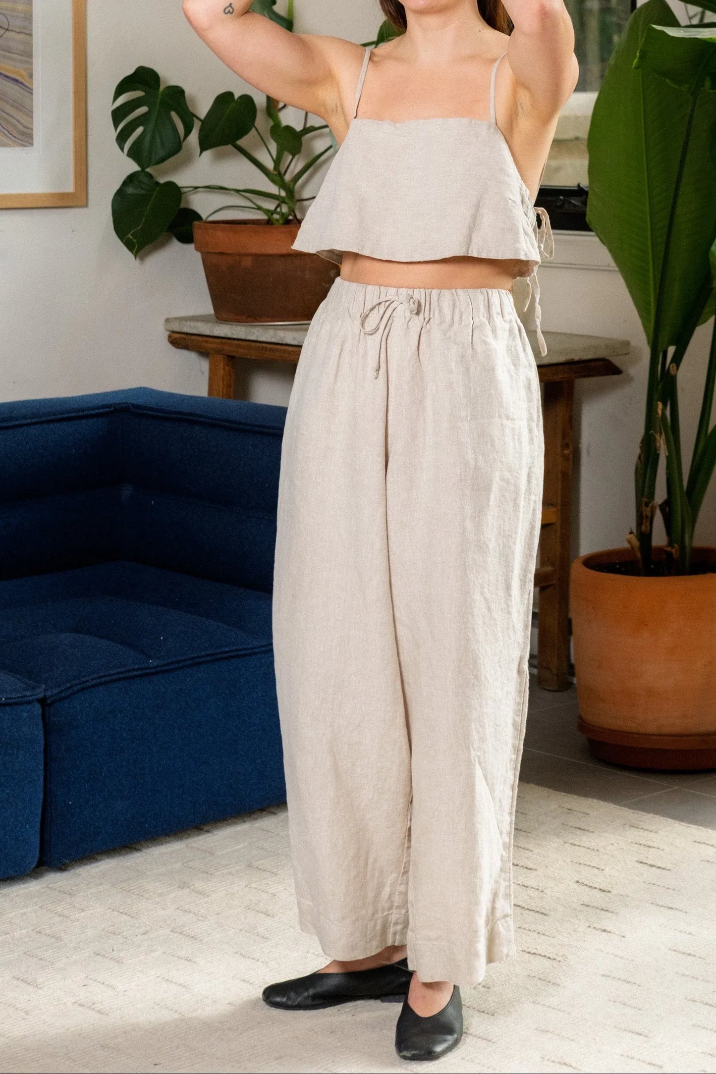August Linen Pant in Oatmeal