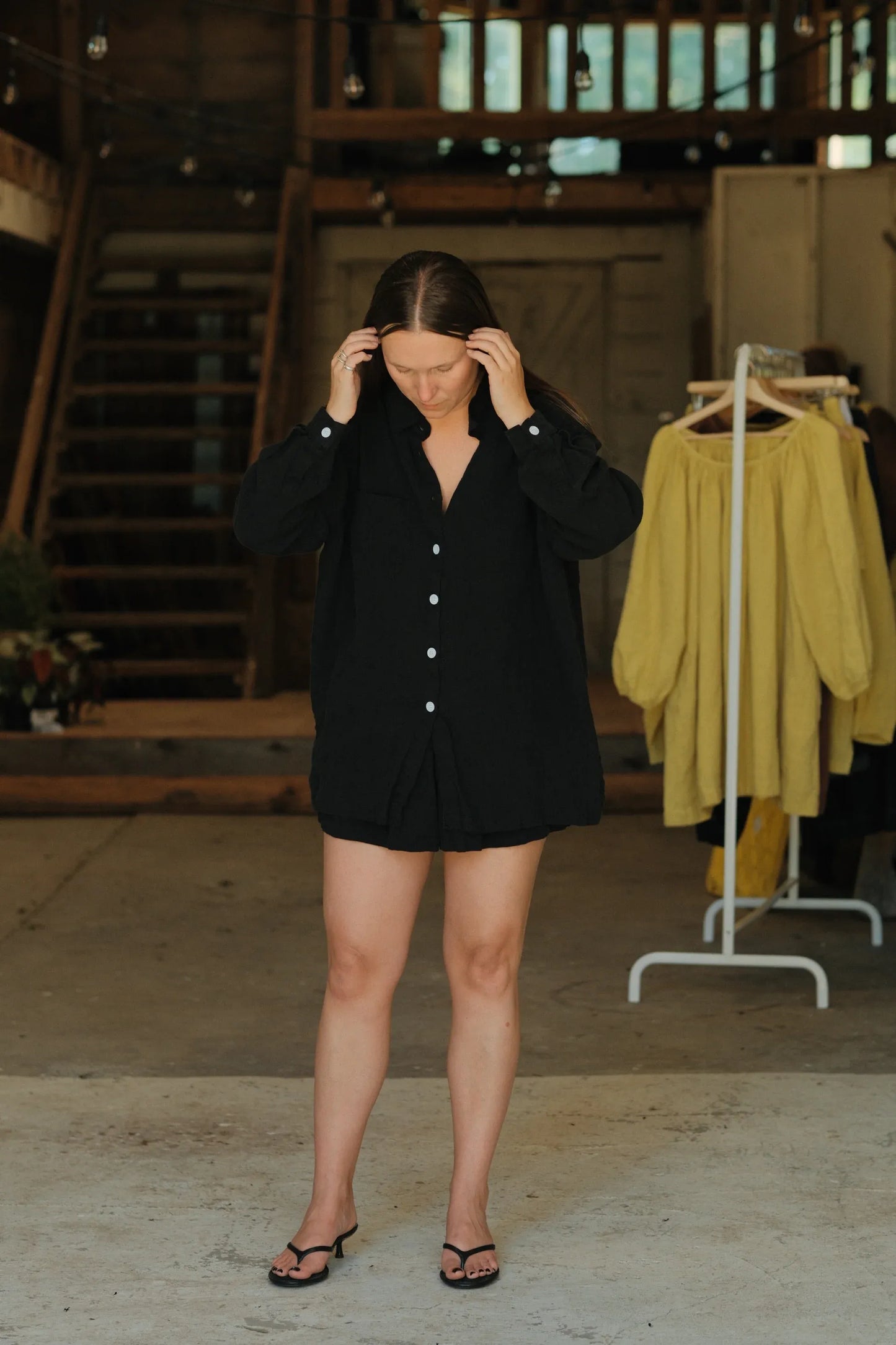 Shelter June Linen Short in Black
