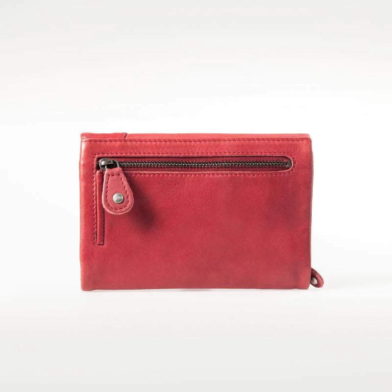 Aunts & Uncles - SS24 -  Jill Puzzled Leather wallet  in Lipstick - back display 4 