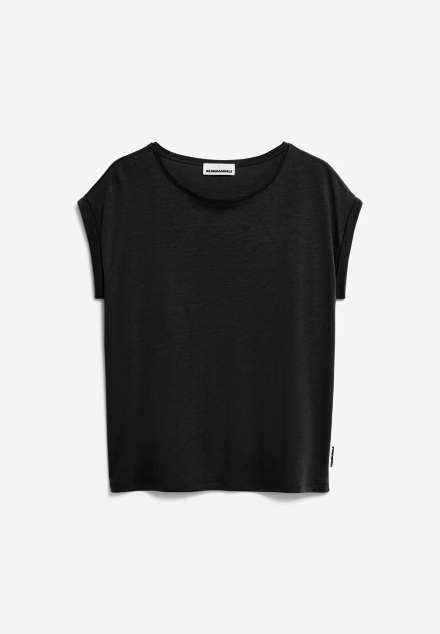 ARMEDANGELS Canada - black short sleeve t-shirt with relaxed fit and crew neckline for casual wear in Kelowna