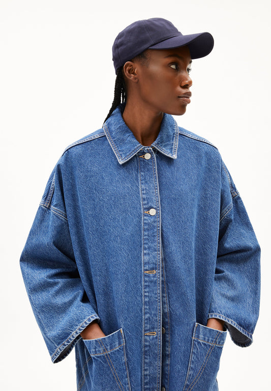 ARMEDANGELS Canada oversized denim jacket in blue with large pockets and relaxed fit for casual wear in Canada