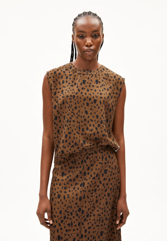 ARMEDANGELS Canada Sleeveless Top in Brown with Leopard Print for a Stylish and Trendy Look in Kelowna and Canada