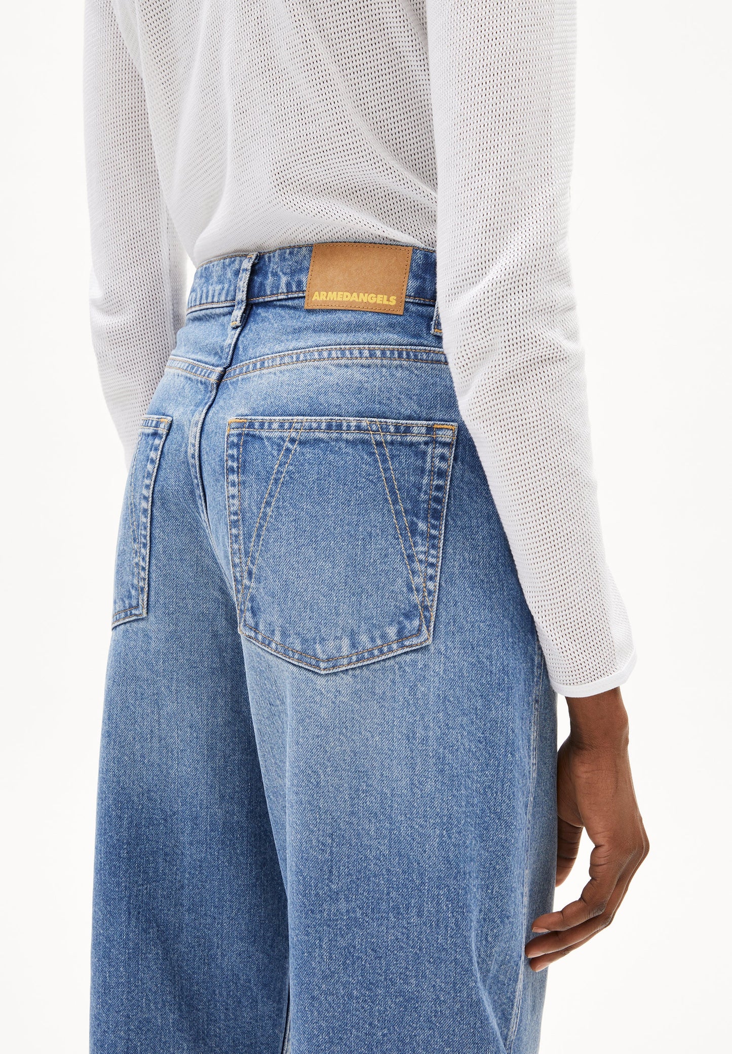ARMEDANGELS Canada high-waisted blue jeans with a relaxed fit and back pocket detailing in Kelowna