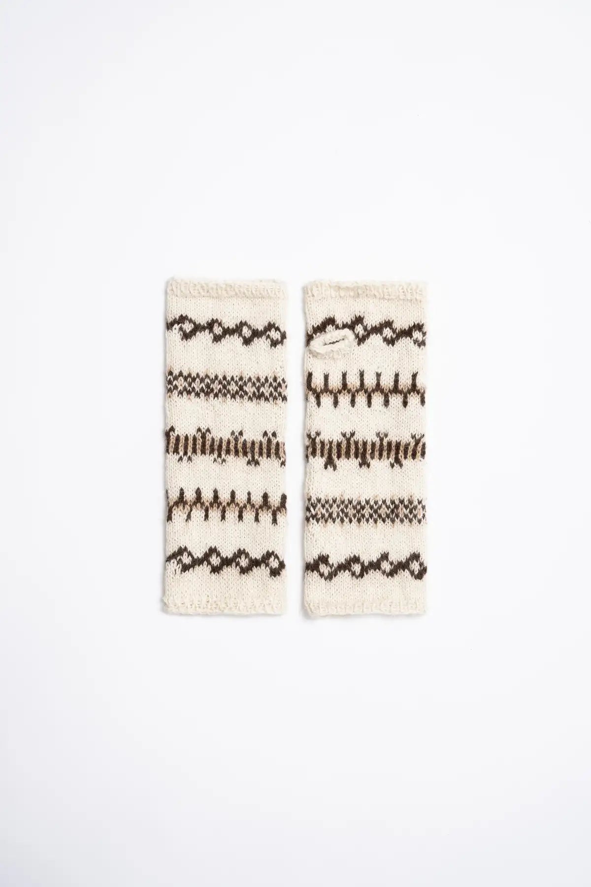 Dinadi cream mitten accessories with intricate geometric patterns for stylish warmth in Kelowna and Canada