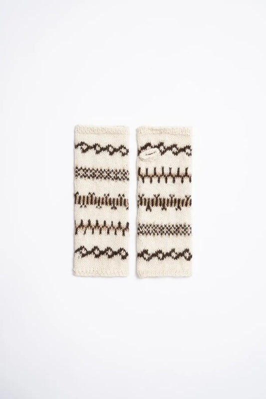 Dinadi cream mitten accessories with intricate geometric patterns for stylish warmth in Kelowna and Canada