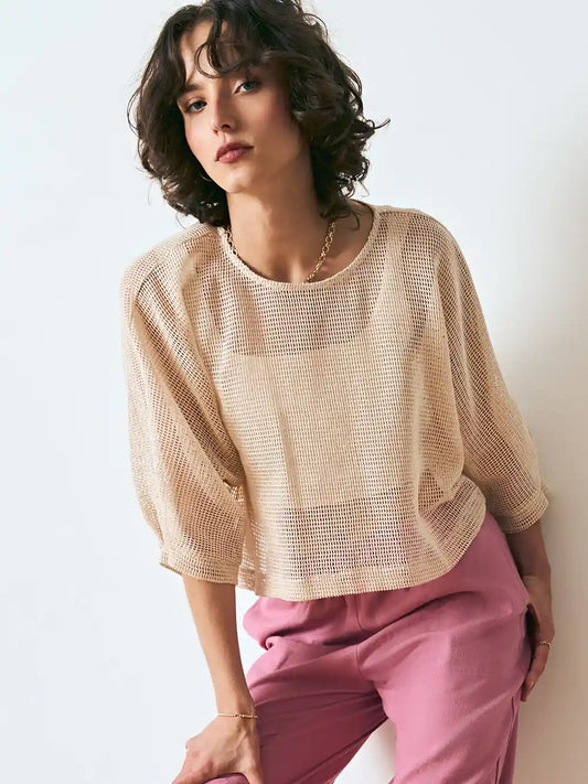 Brock Top in Oat Cotton Mesh