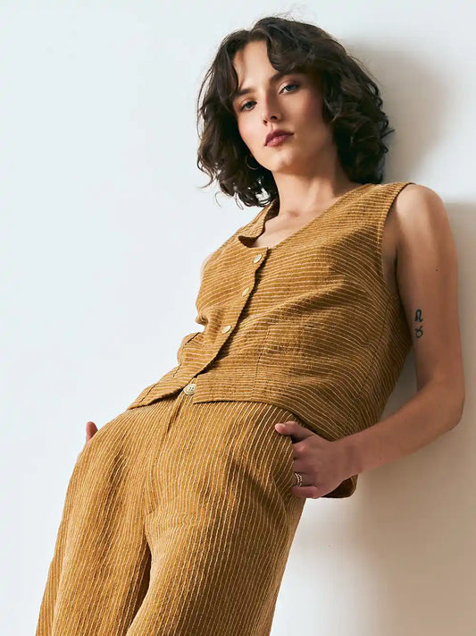Galley Button Up in Amber Haze Linen - Dagg & Stacey