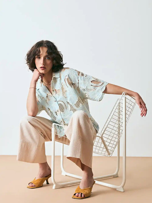 Sterling Button Up in Blue Eyelet