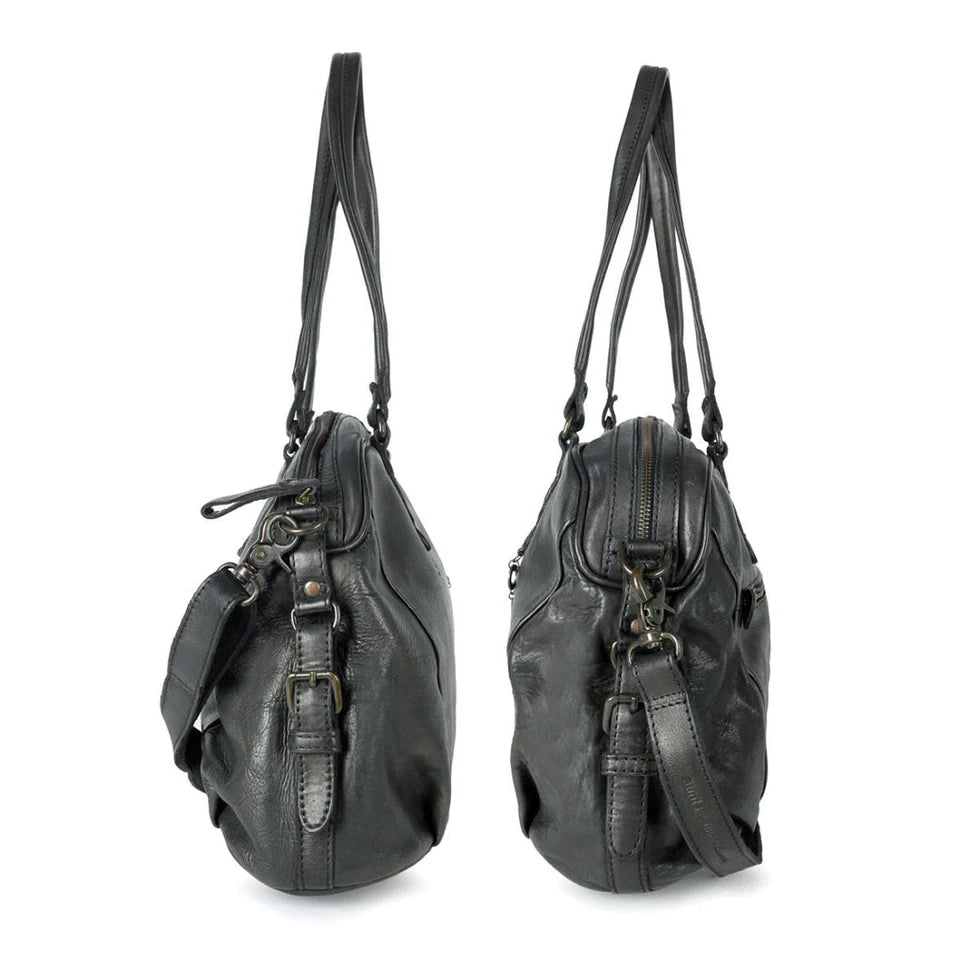 Ear Candy Leather Bag in Black Metallic