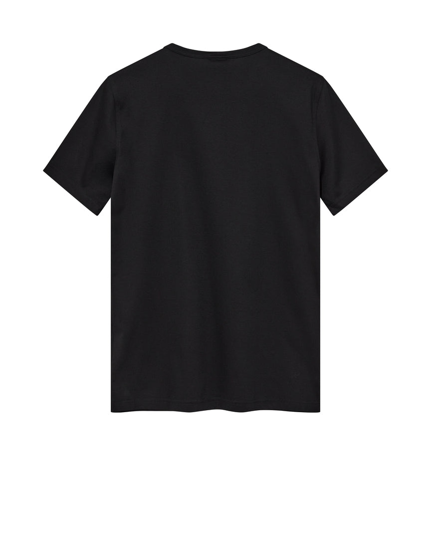 Mos Mosh Gallery organic black t-shirt for men and women back view plain crew neck short sleeve unisex