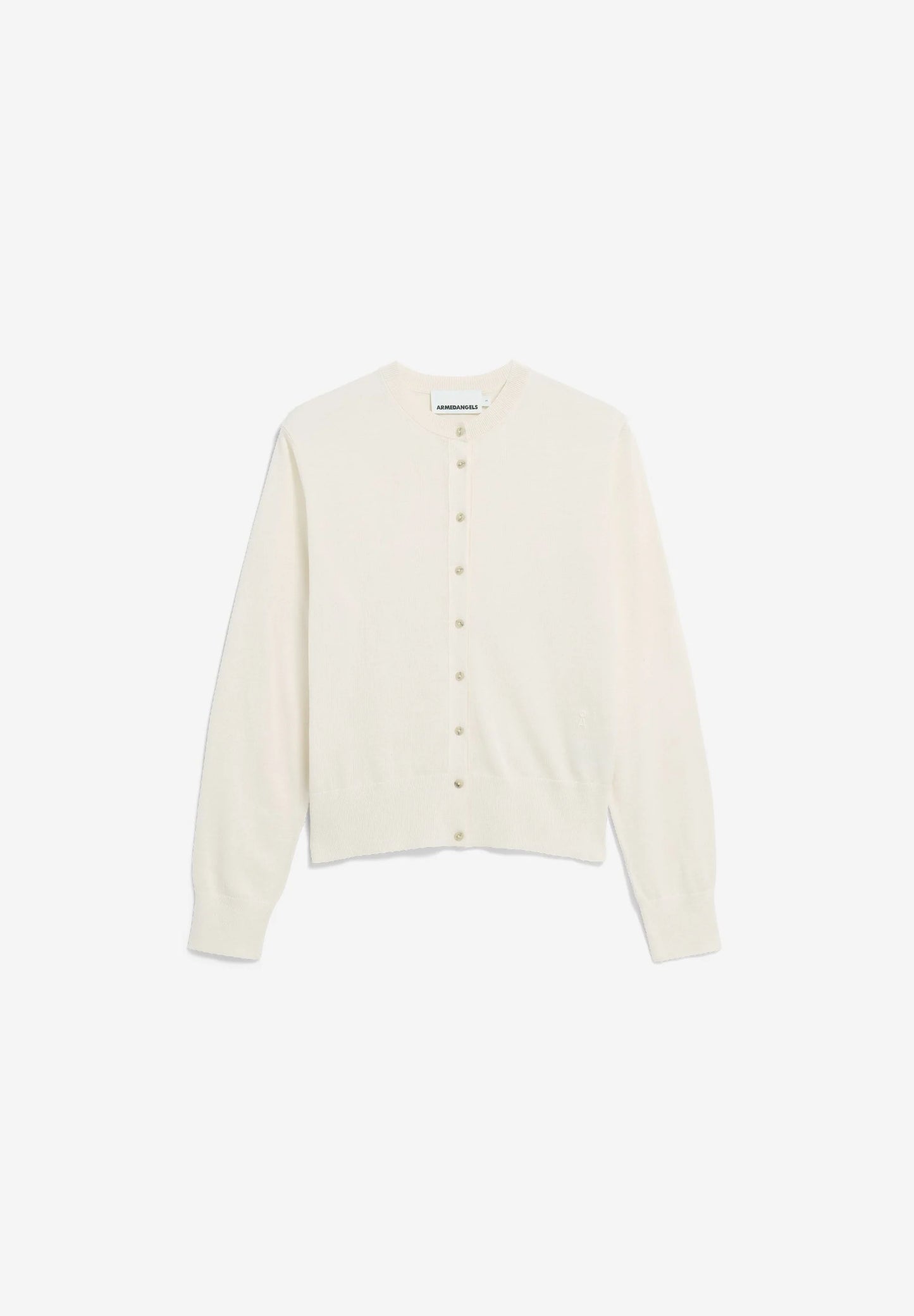 ARMEDANGELS Canada - FINE Knit Cardigan in Oatmilk flat lay front view