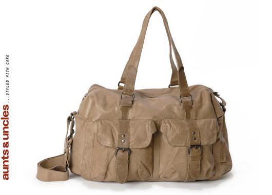 Aunts & Uncles - SS24 - Jet Lagger Large Leather Messenger in Dust - front display 