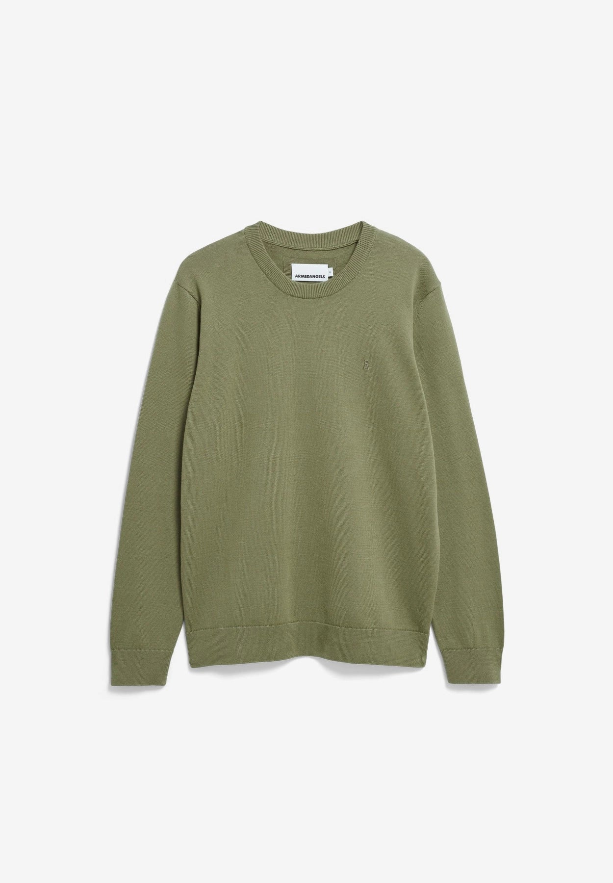 ARMEDANGELS Canada LOUKAA Sweater - men's fatigue green crew neck sweater with classic fit and sustainable cotton knit