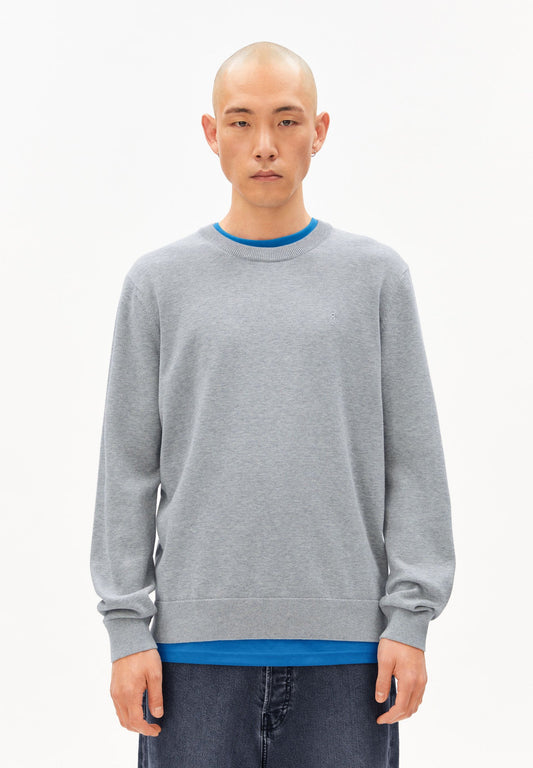 Gray unisex ARMEDANGELS Canada sweater featuring a classic fit and soft fabric for comfort