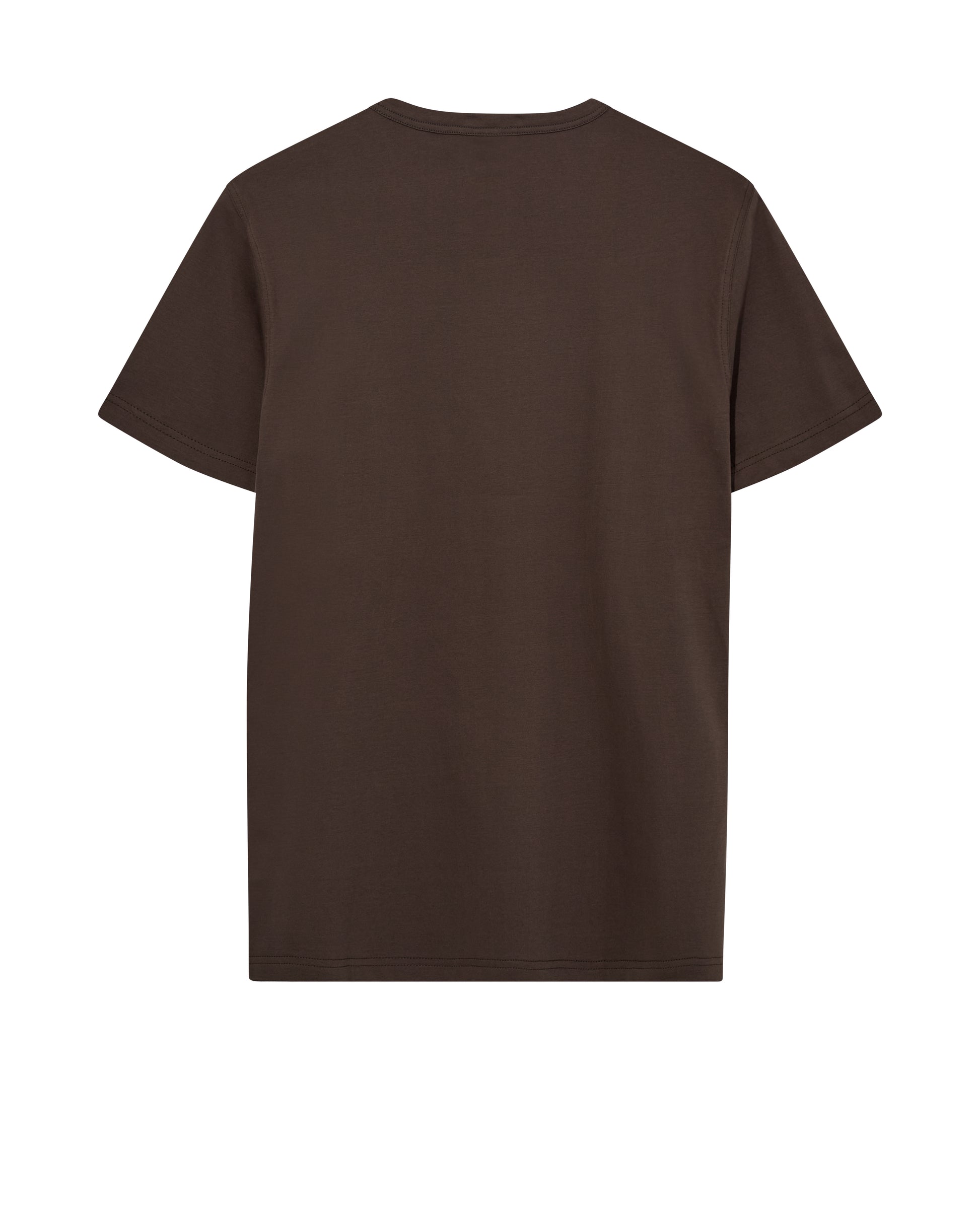 Mos Mosh Gallery organic chocolate brown t-shirt short sleeve crewneck back view on white background in Kelowna