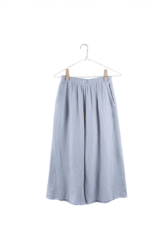 Organic Gauze Wide Pant in Heather Blue