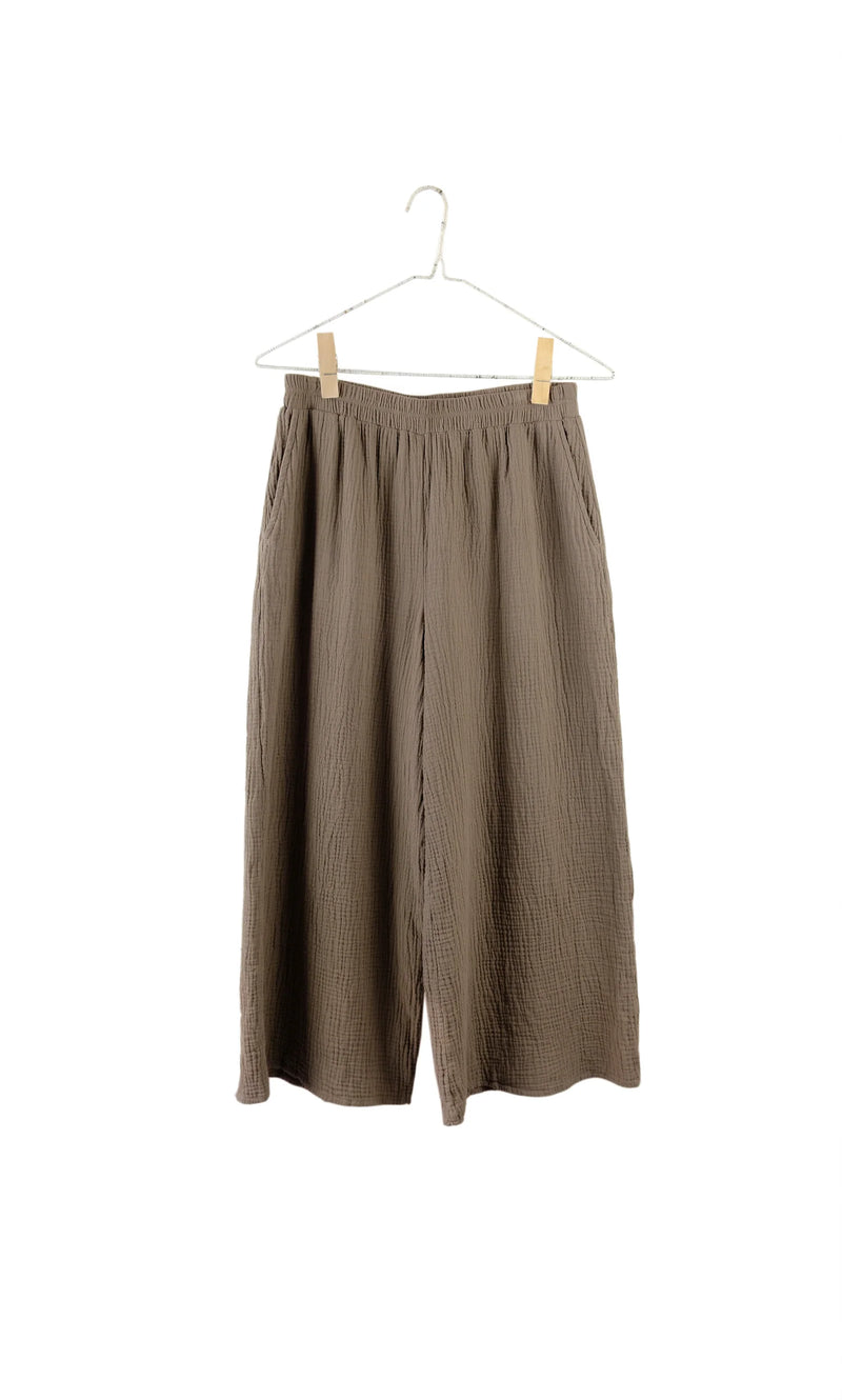 Organic Wide Gauze Pant in Warm Taupe