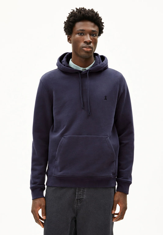 Men's Navy ARMEDANGELS  Canada Hoodie with Adjustable Drawstring and Front Pocket