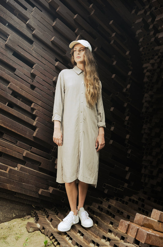 Bodybag by Jude - SS24 - Oran Shirt Dress in Stone Linen - Front 1 