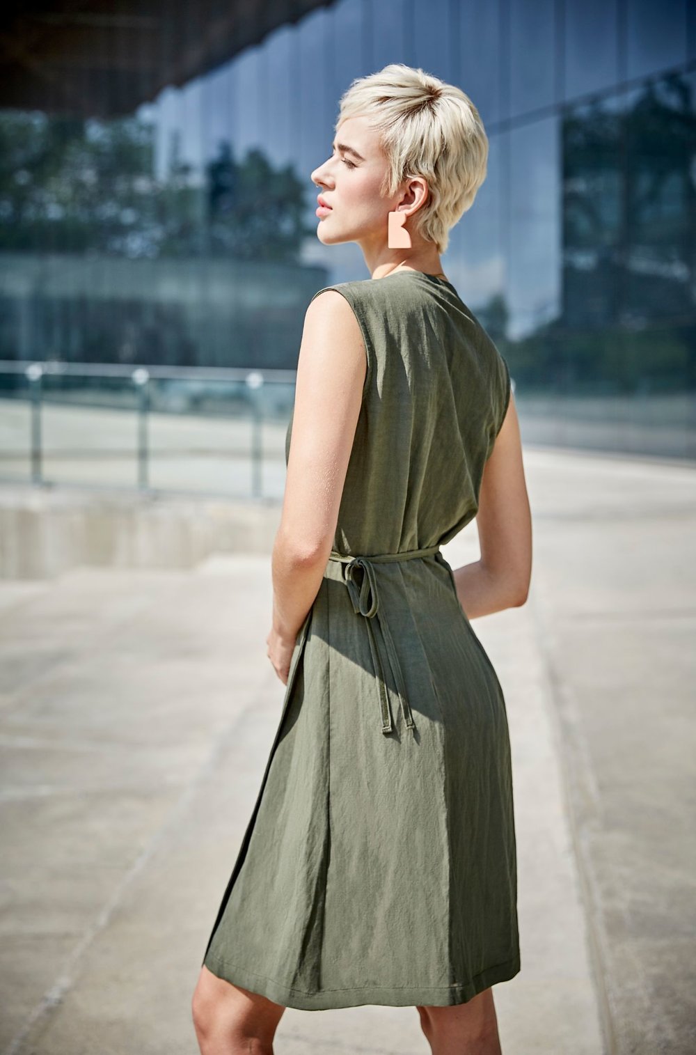 Melow - SS24 Ilana Wrap Tunic in Olive - Back on model 3