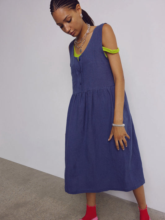 Eve Gravel - SS24 -Beachley Dress in Bleuet - model front 1