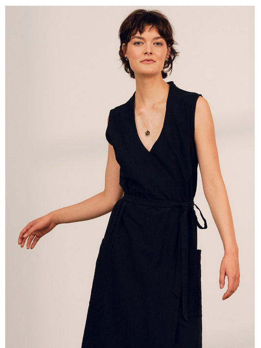 Jennifer Glasgow - SS24 - SS24 -Uma Wrap Around Dress in Black - Front 1