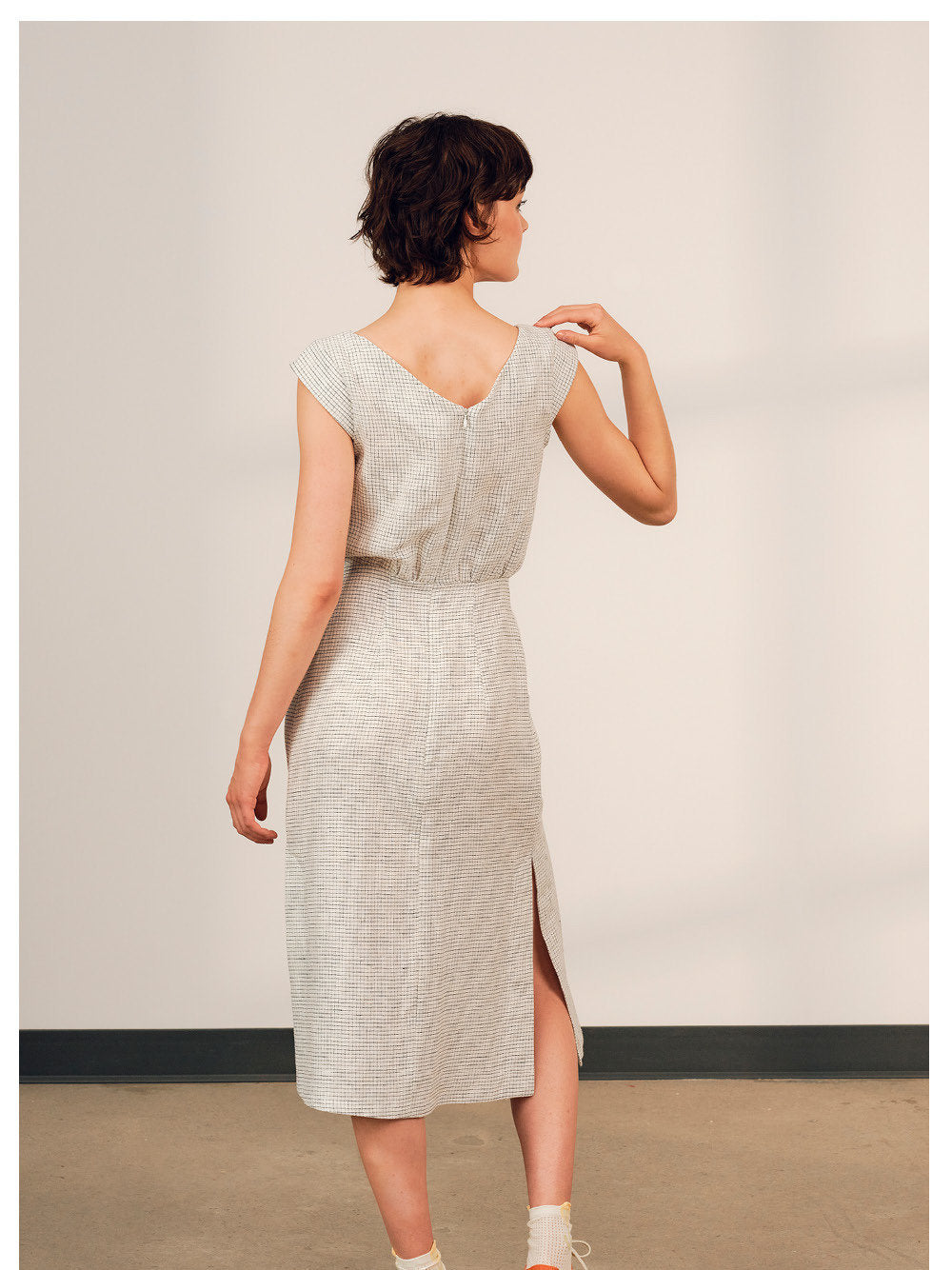 Jennifer Glasgow - SS24 - Marama Dress in Cream Check - back 2