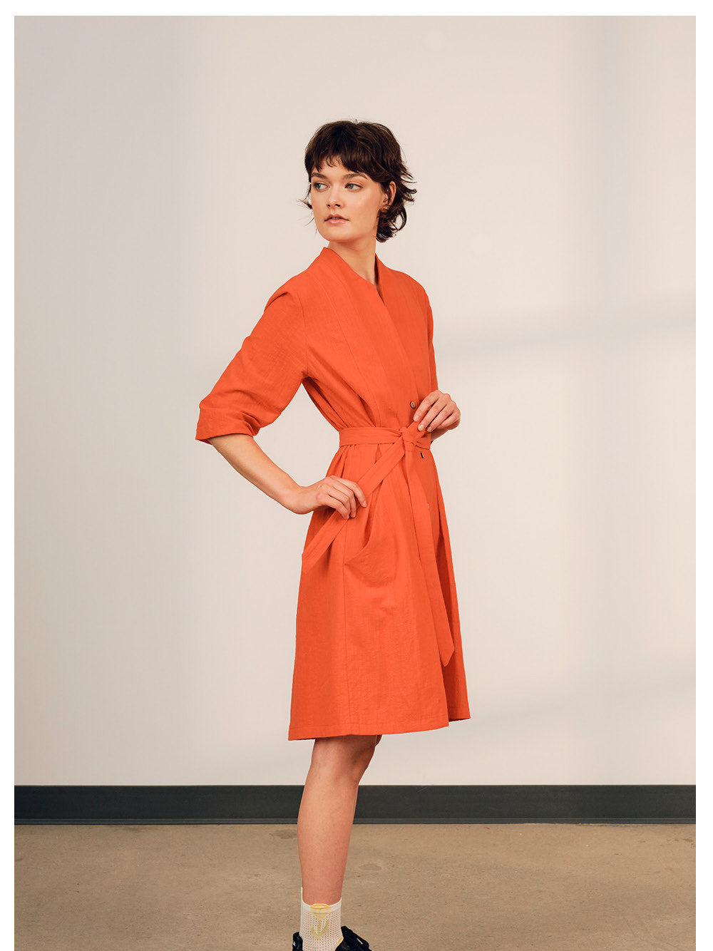 Jennifer Glasgow - SS24 - SS24 -Orlop Dress in Coral Red - Full fornt 1
