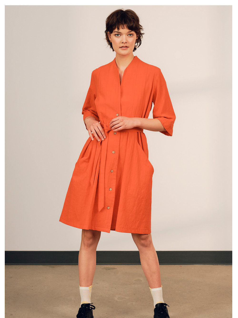 Jennifer Glasgow - SS24 - SS24 -Orlop Dress in Coral Red - Full front 2