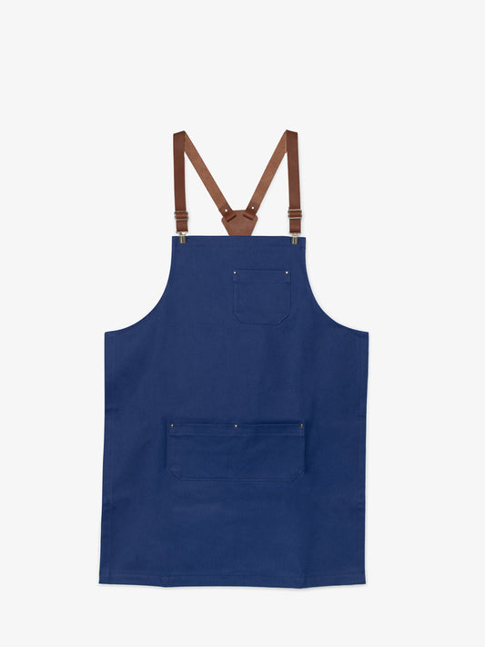 Milo & Dexter - SS24 - Classic Work Apron in Worker Blue - full front display 1