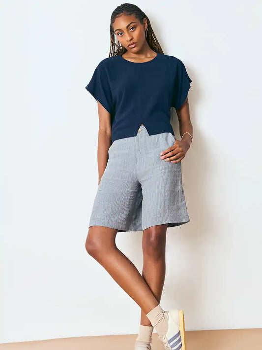 Beaty Short in Digital Mist Linen