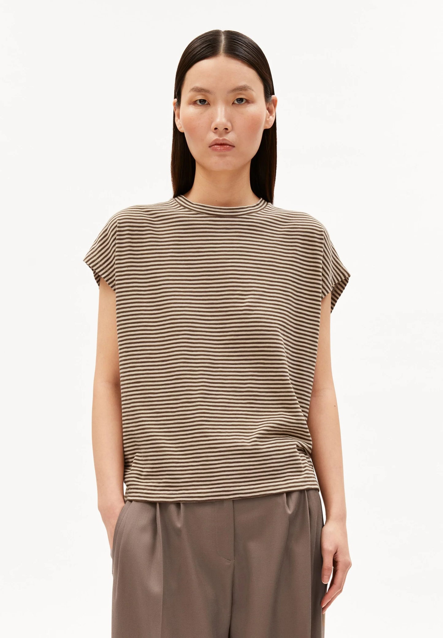SLUB Jersey Stripe T-Shirt in Sand Stone-Dried Palm – ARMEDANGELS Canada