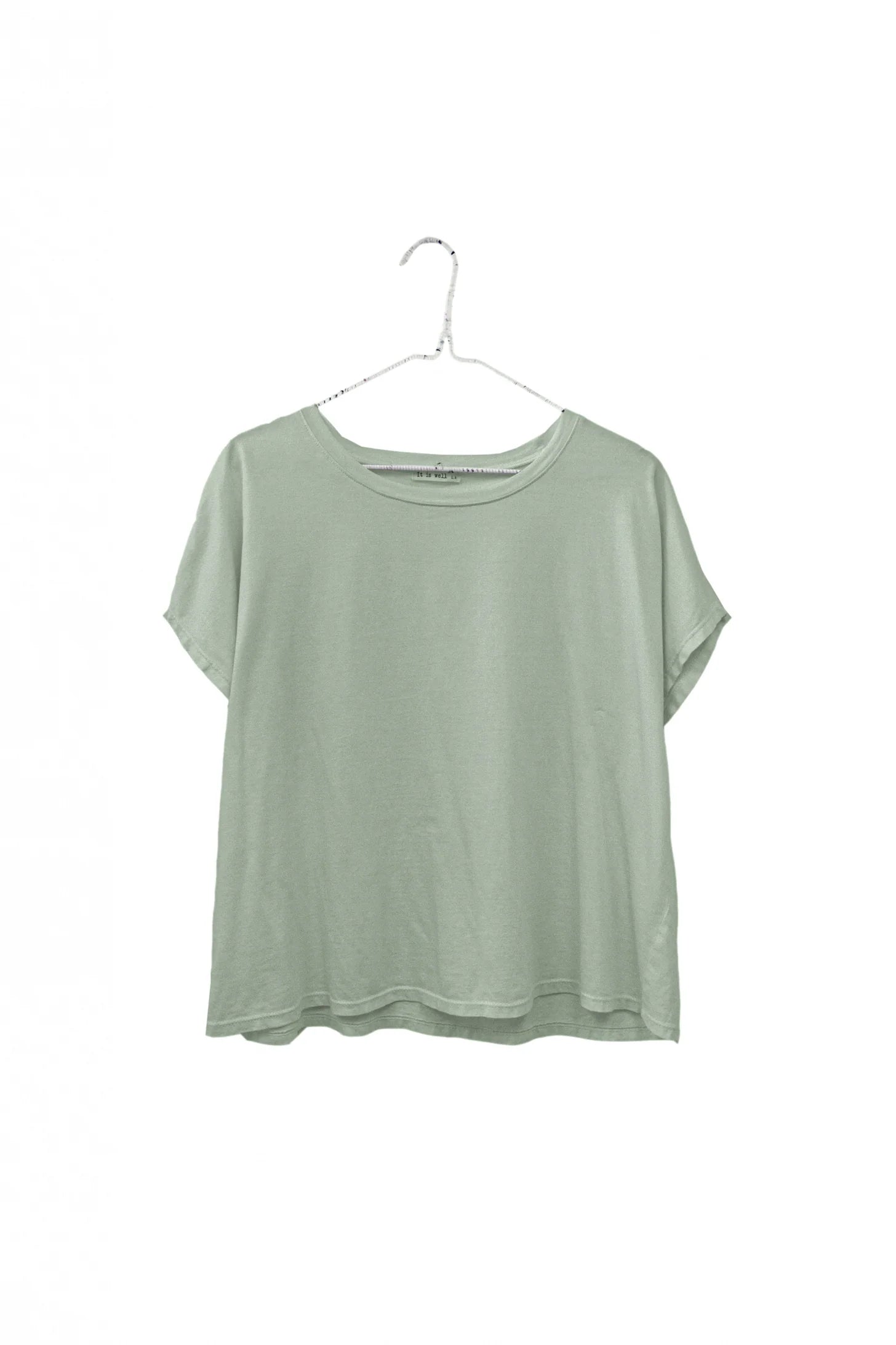 SS24 - It is Well L.A - Organic Crewneck Boxy Tee in Sage Green- front display 1