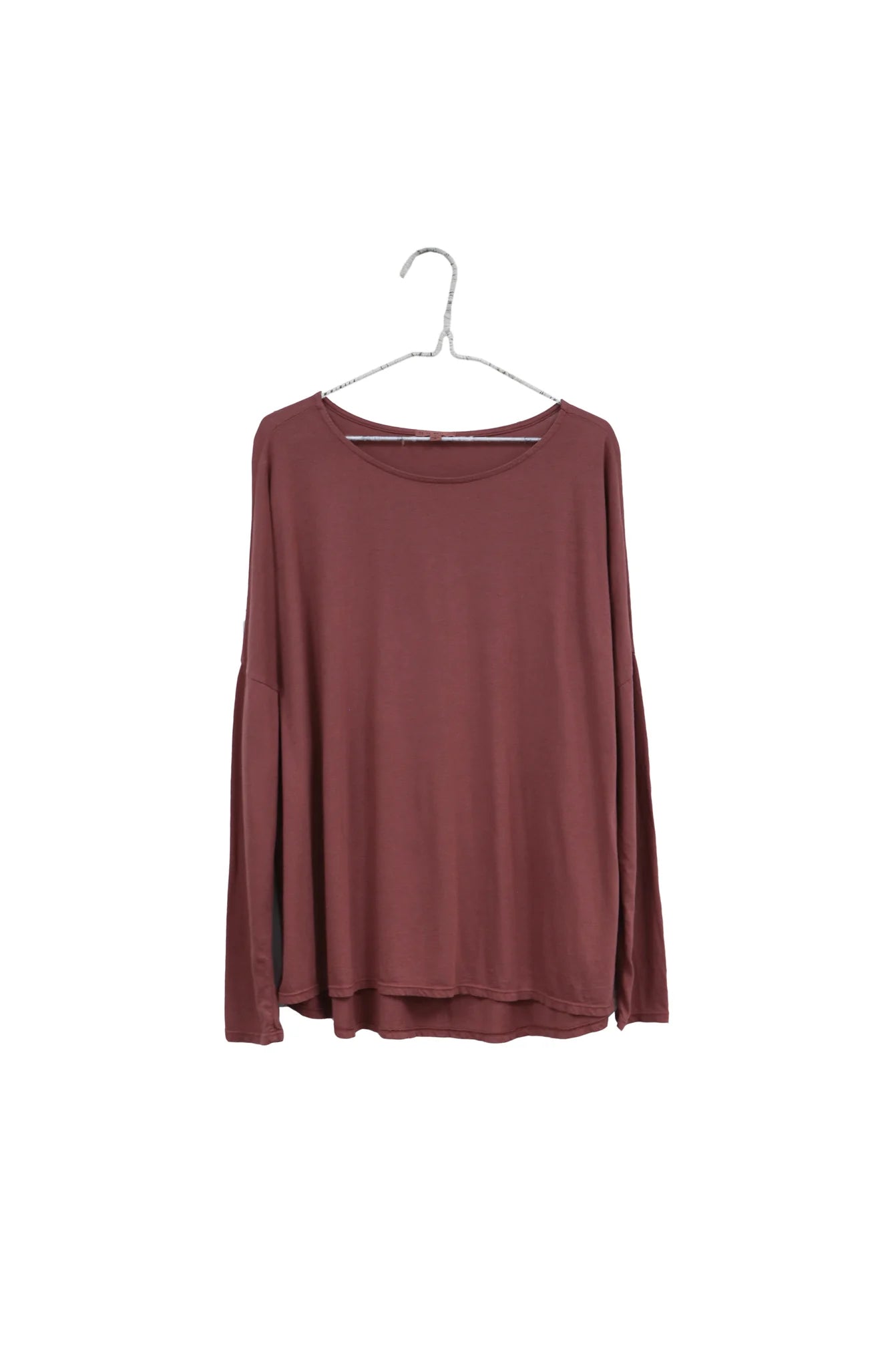 Organic Long Sleeve Boxy Tee in French Rose