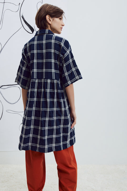 Tiya Dress in Marine/Crème